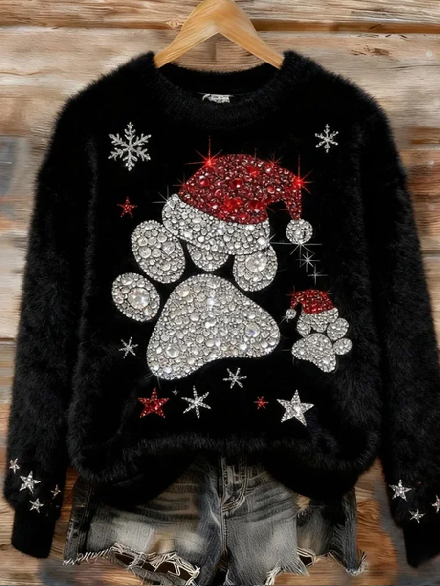 Women's Retro Christmas Animal Art Print Casual Flannel Top