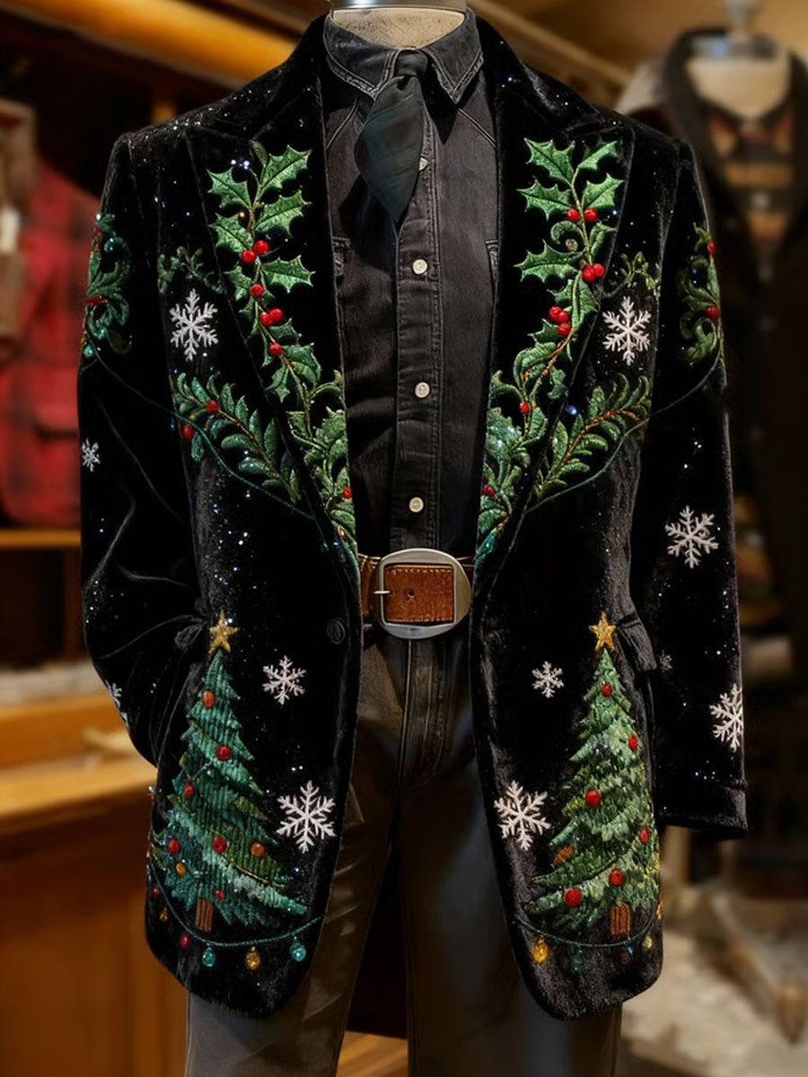 Men's Retro Christmas Lapel Suit Jacket
