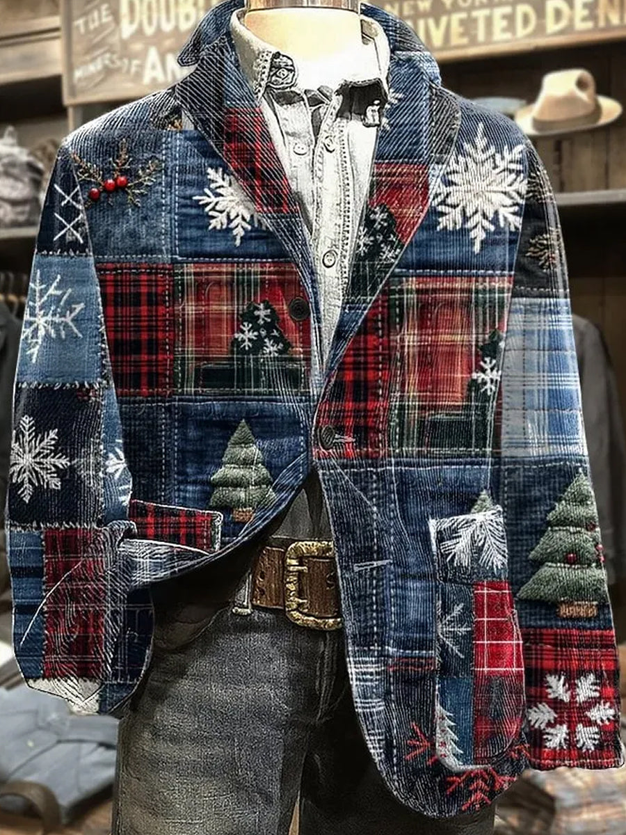 Men's Vintage Christmas Print Jacket