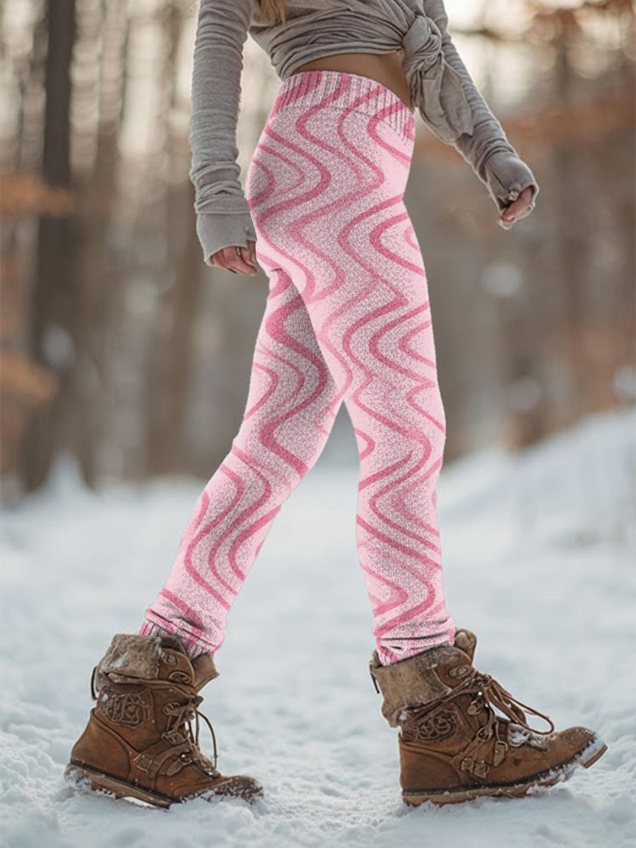 Women's Retro Breast Cancer Prevention Campaign Print Sports Stretch Leggings