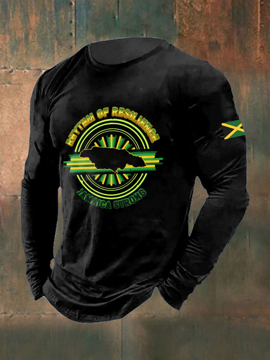 Men's Hurricane Melissa Printed Long Sleeved Round Neck T-shirt