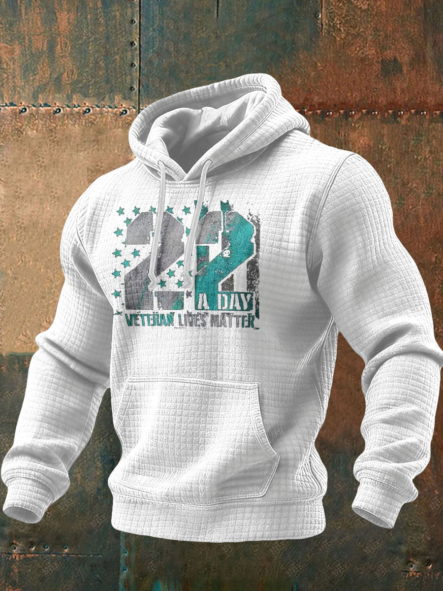 Men's Funny PTSD Awareness Veteran Printed Hoodie