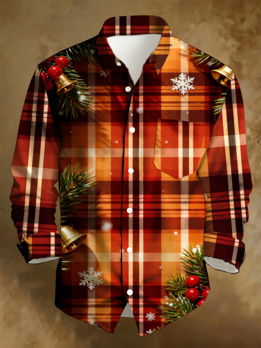 Men's Christmas Art Print Long-Sleeve Shirt
