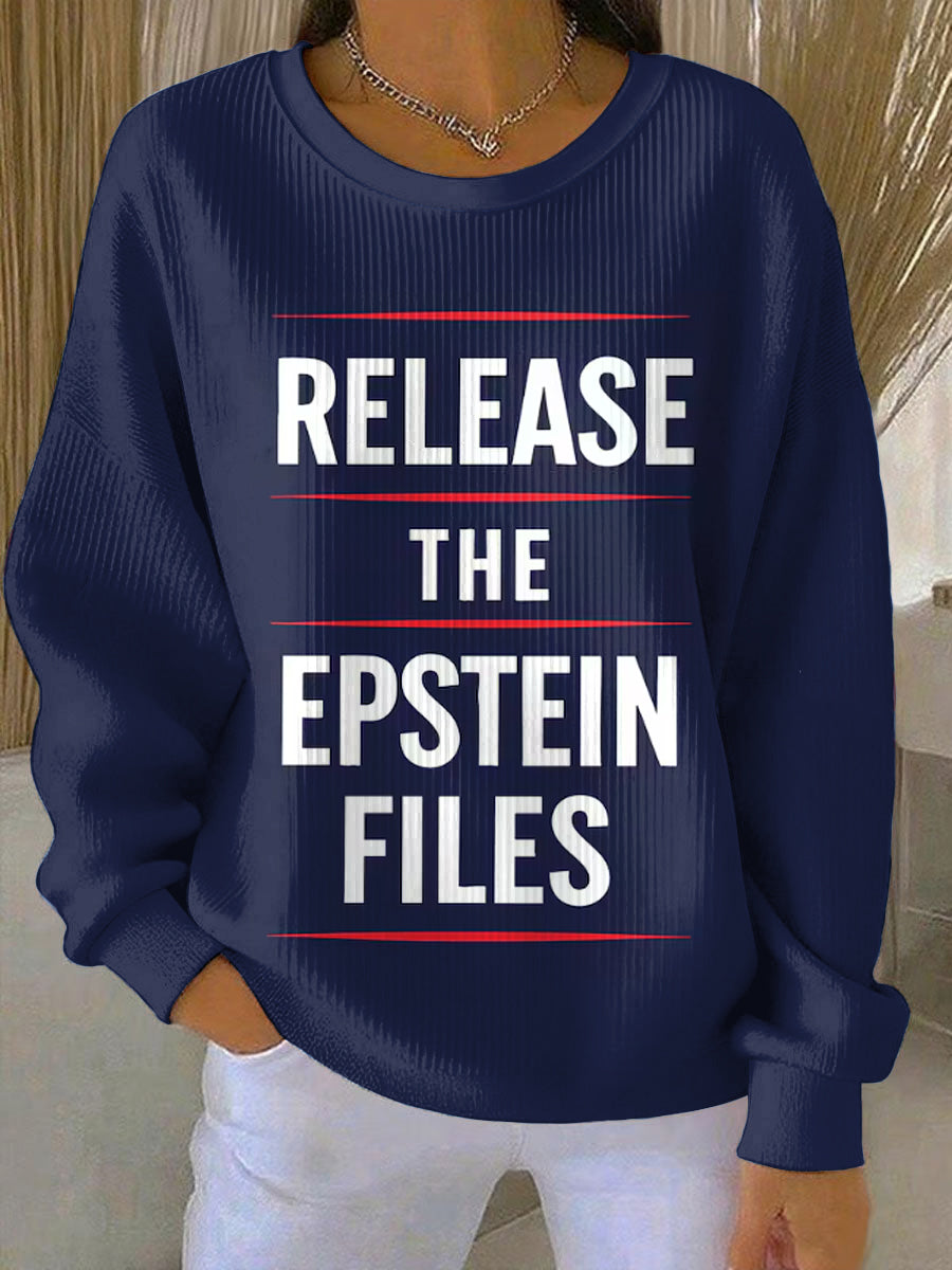 Women's Release Epstein Files Printed Round Neck Long Sleeved Sweatshir