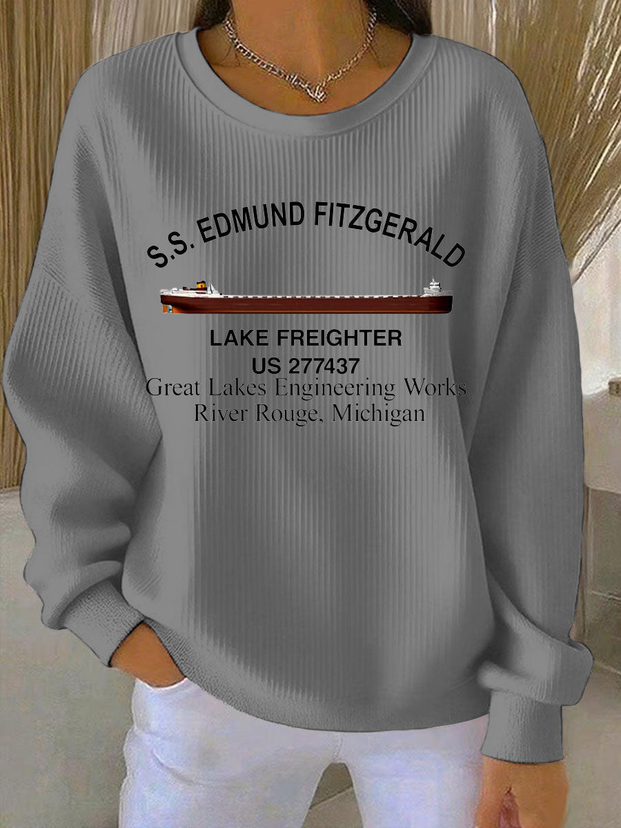 Women's The Legend Lives River Essential Ribbed Round-Neck Sweatshirt