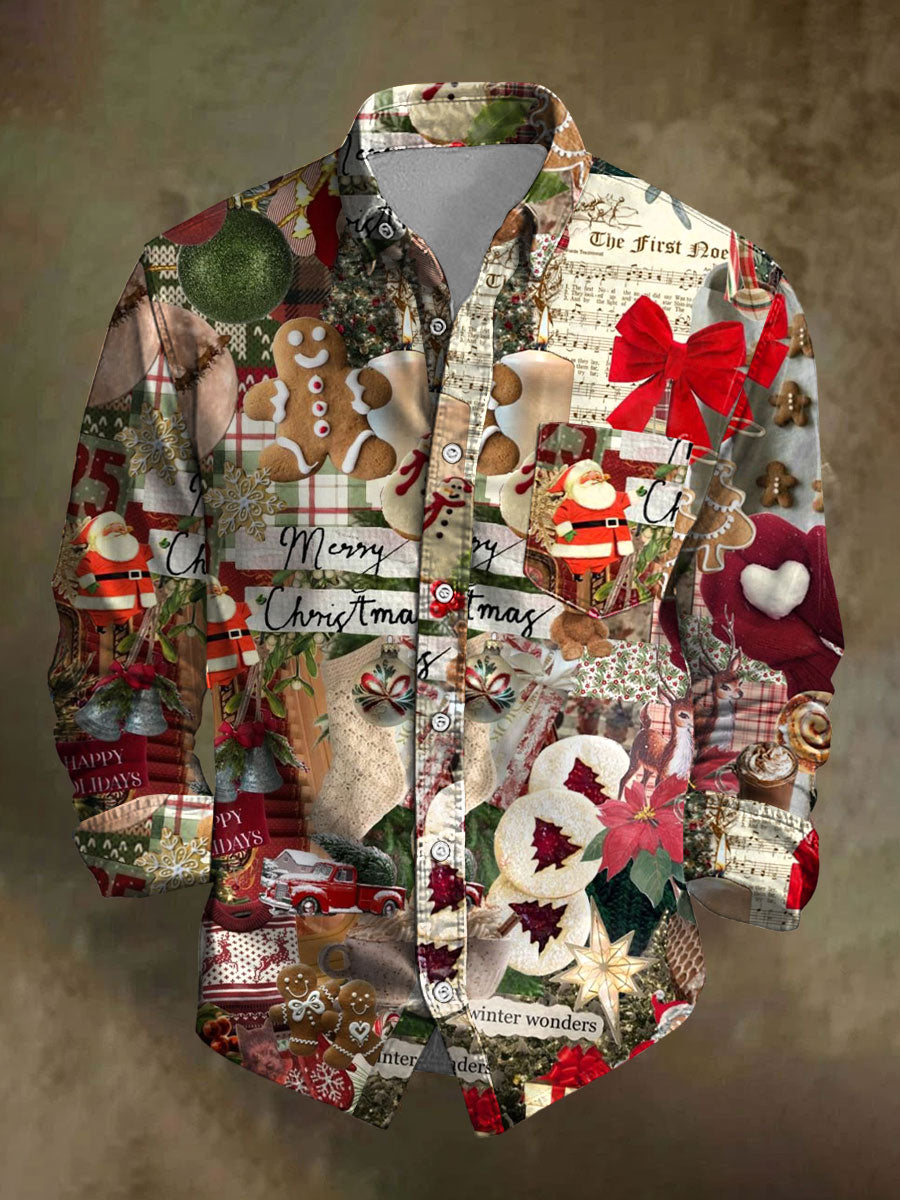 Men's Retro Christmas Print Casual Shirt
