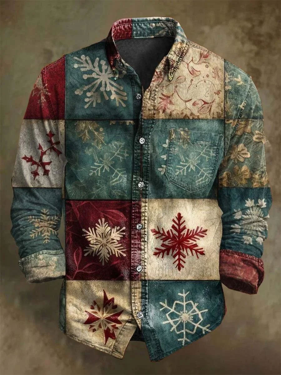 Men's Christmas Business Art Printed Shirt