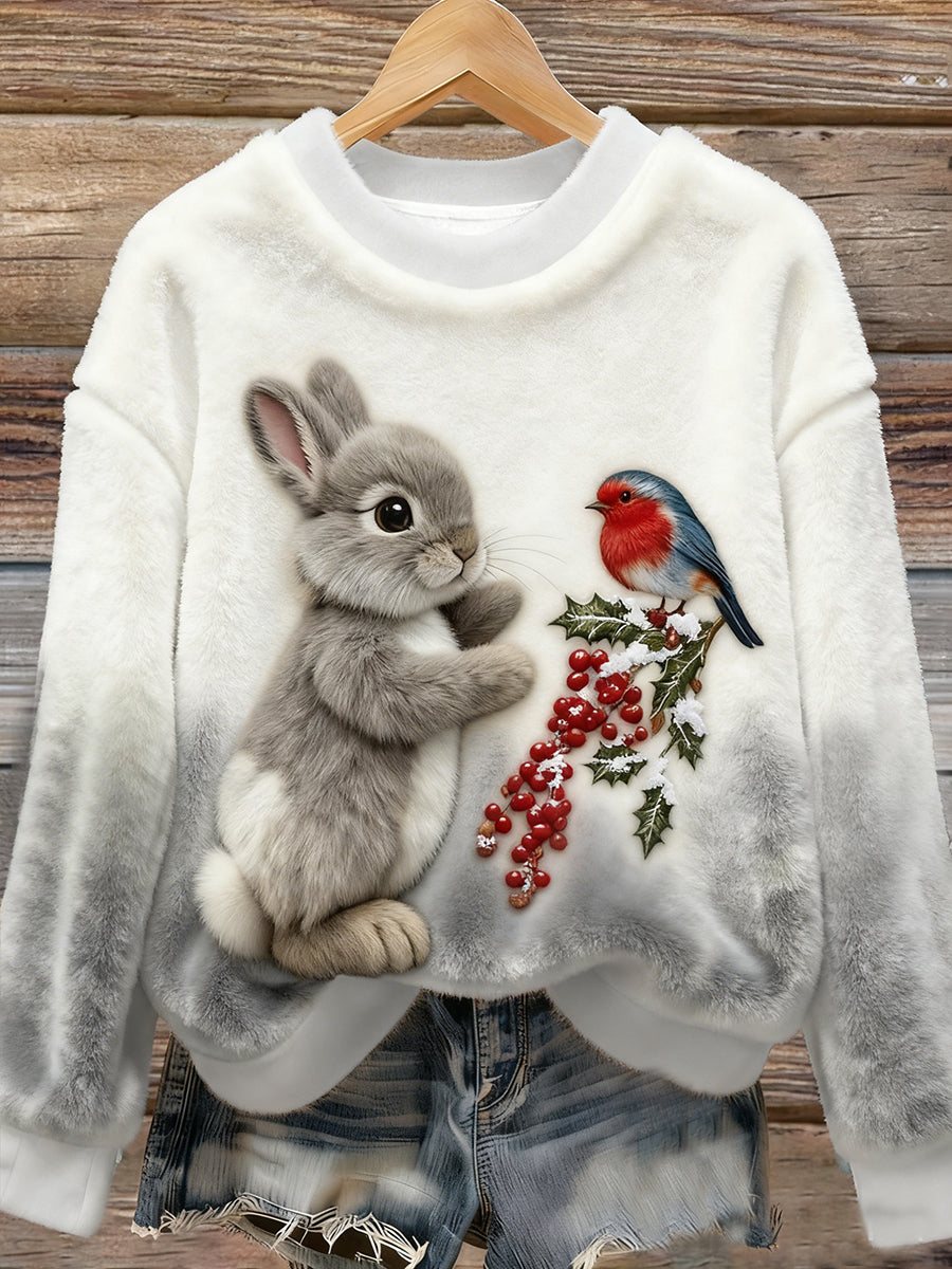 Women's Christmas Bunny Flannel Hoodie