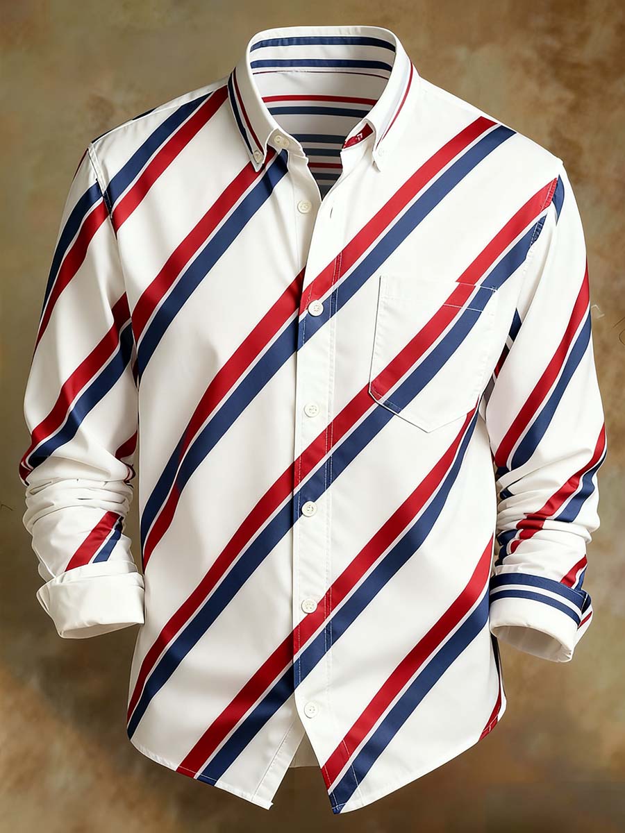 Men's Retro Abstract Art Print Comfortable Business Style Shirt