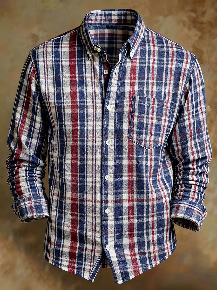 Men's Retro Abstract Art Print Comfortable Business Style Shirt