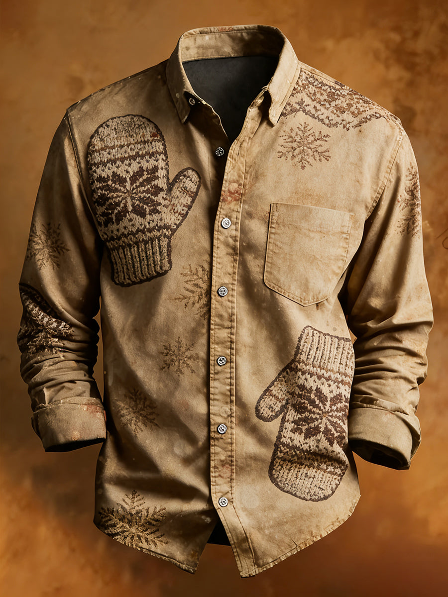Men's Retro Christmas Casual Comfort Long-Sleeved Shirt
