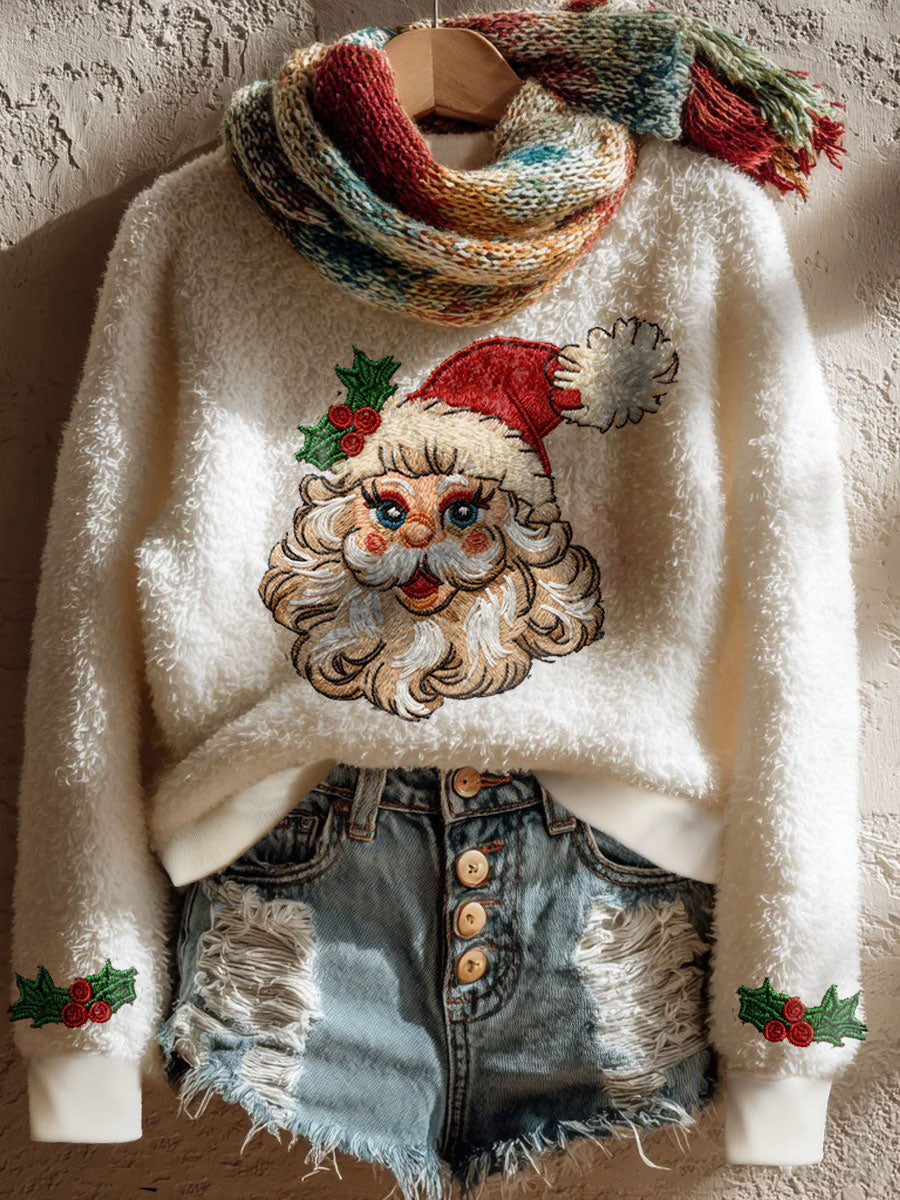 Women's Christmas Art Printed Flannel Sweatshirt(No Scarf)