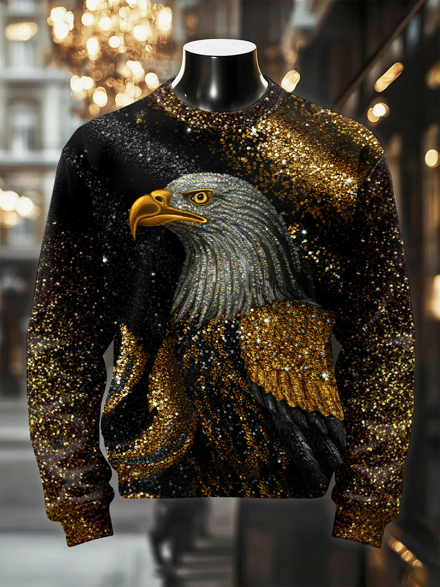 Men's Retro Luxurious Eagle Print Casual Sweatshirt
