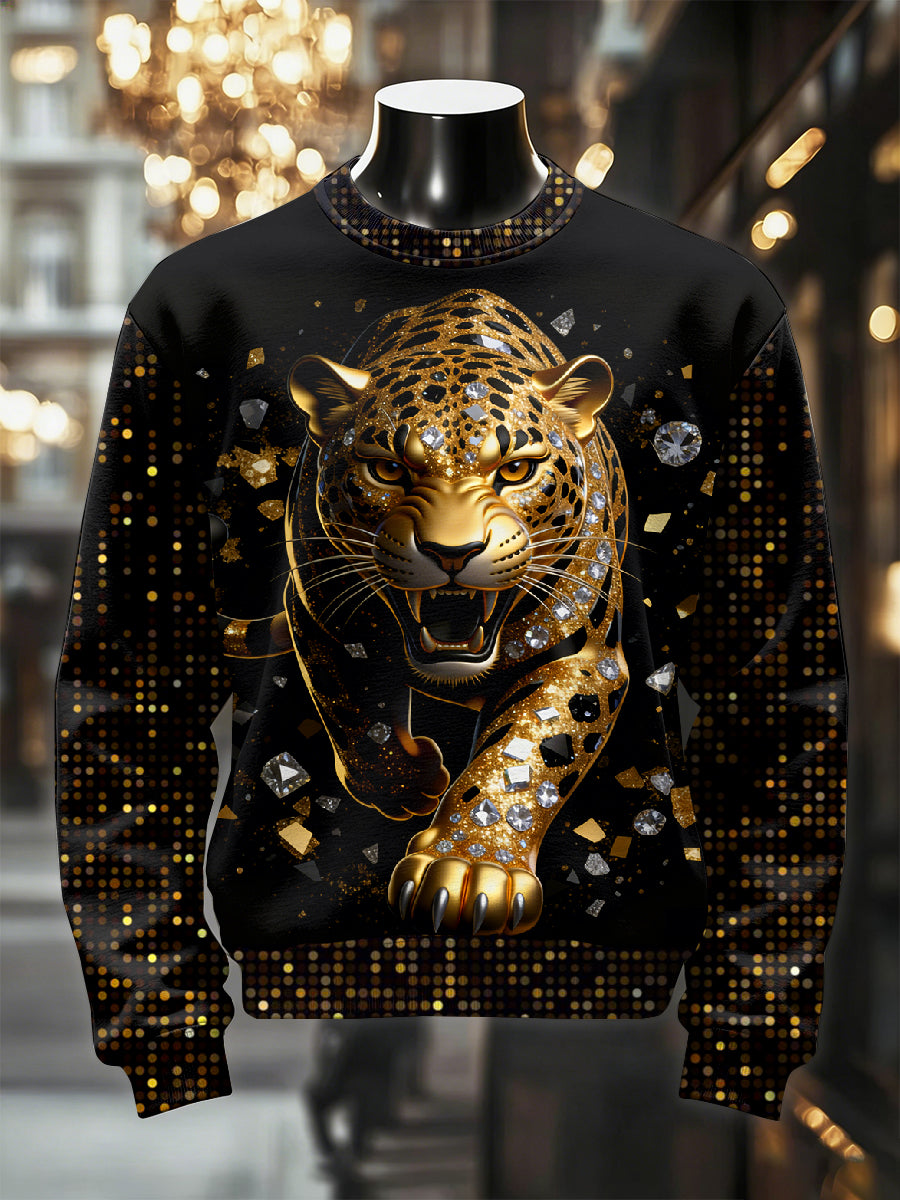 Men's Retro Luxurious Leopard Print Casual Sweatshirt