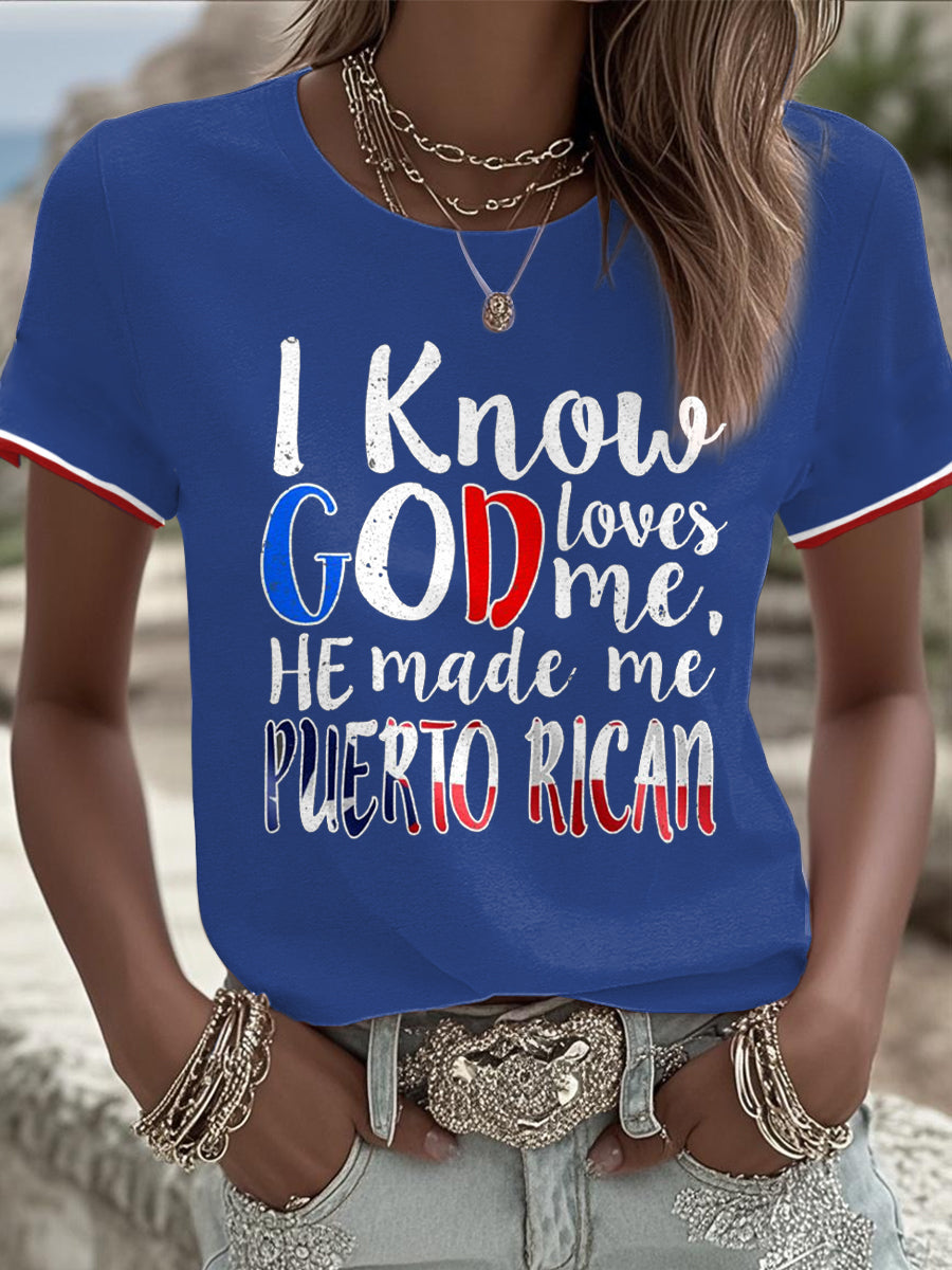 Women's Puerto Rico Faith Art Printed T-shirt
