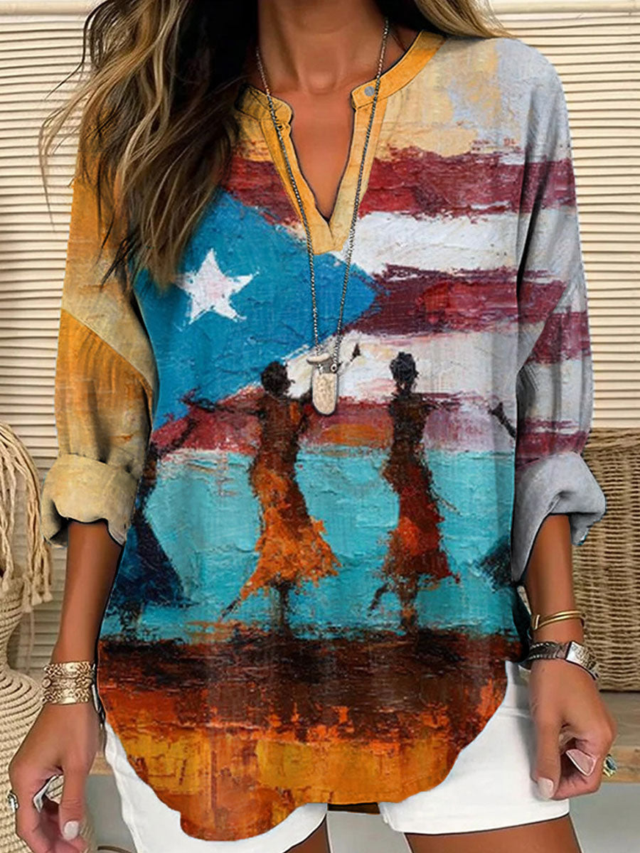 Women's Puerto Rico Art Printed Tops