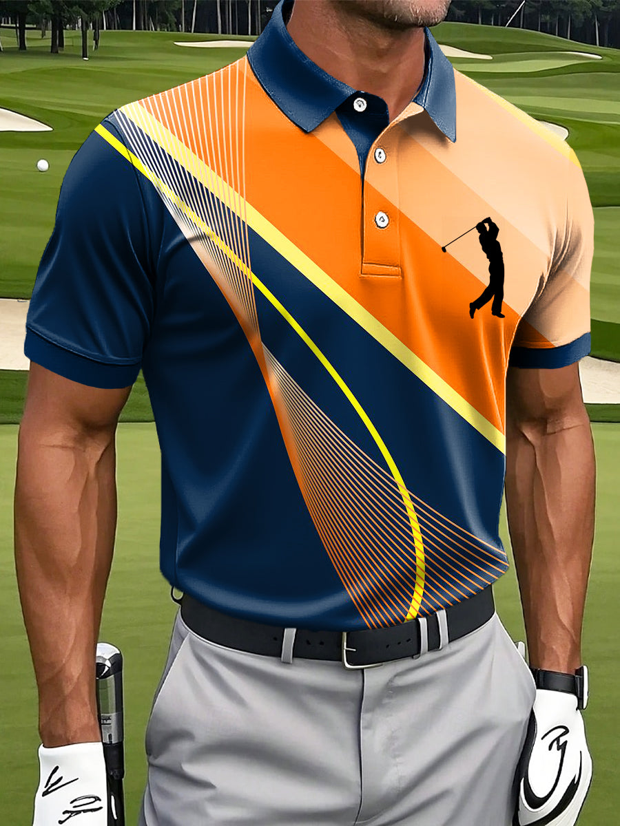 Men's Portugal Print Business Style Polo Collar Casual Short Sleeved Shirt