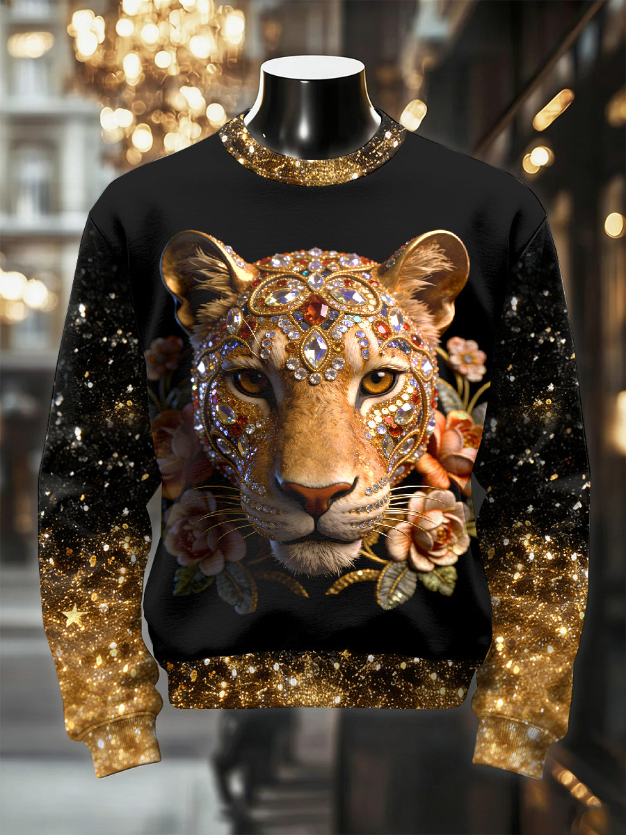 Men's Retro Luxurious Leopard Print Casual Sweatshirt