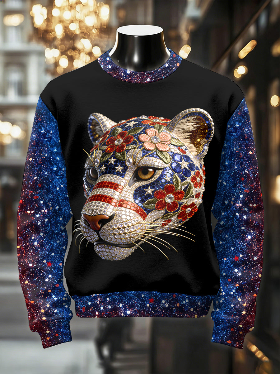 Men's Retro Luxurious Leopard Print Casual Sweatshirt