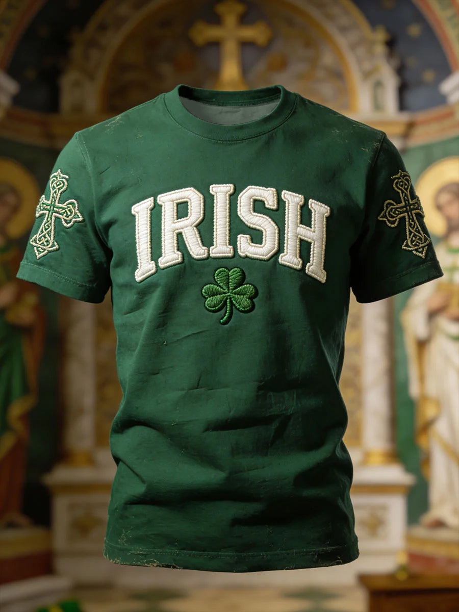 Men's St. Patrick's Day Shamrock Print Short Sleeve T-shirt