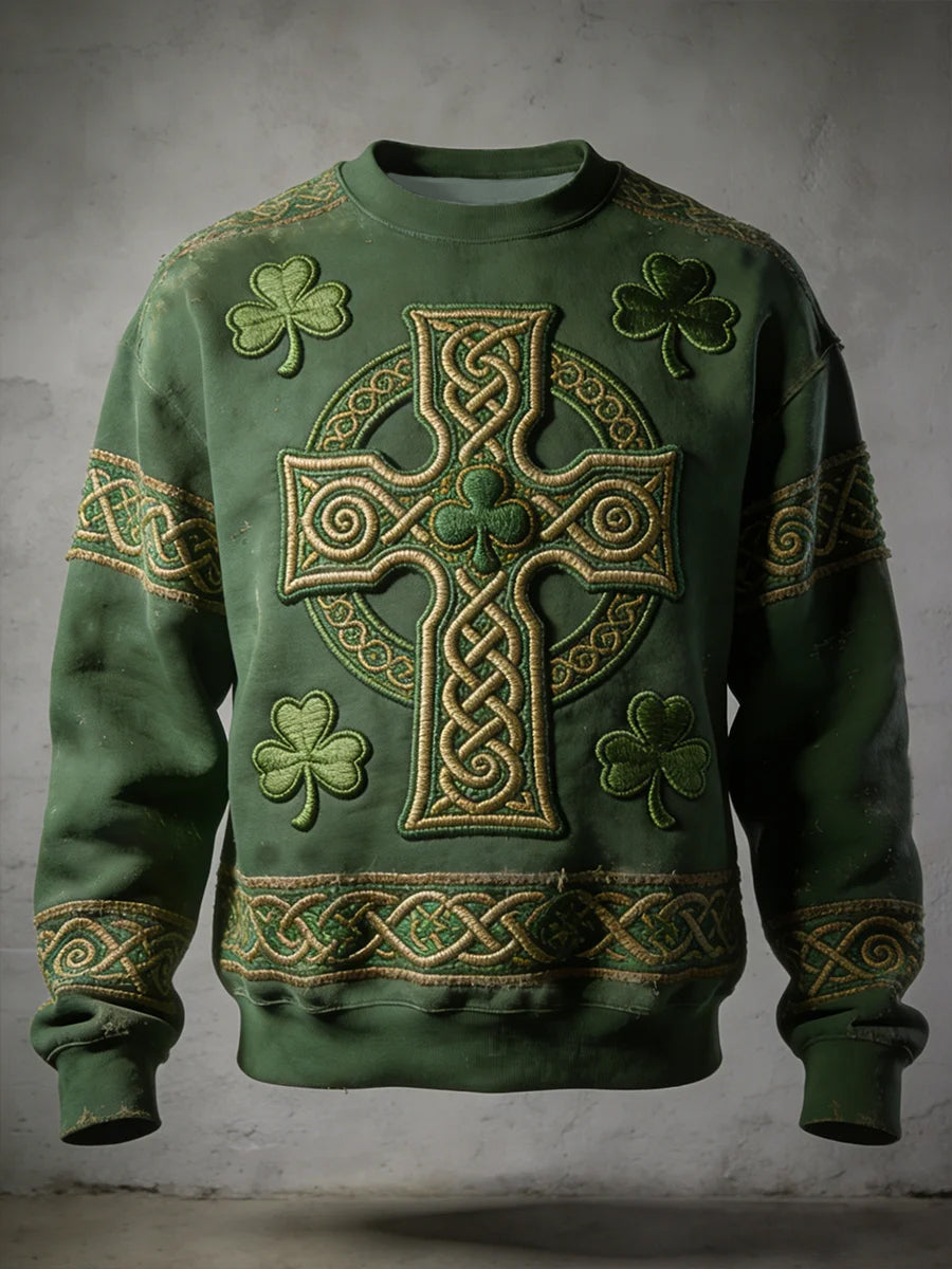 Men's St. Patrick's Day Art Print Casual Crew Neck Sweatshirt