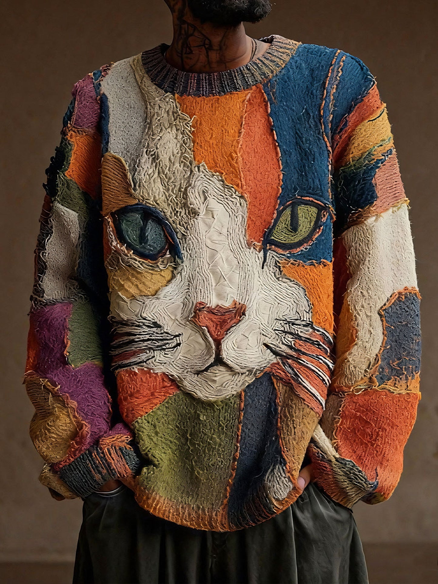 Men's Cat Art Vintage Tops