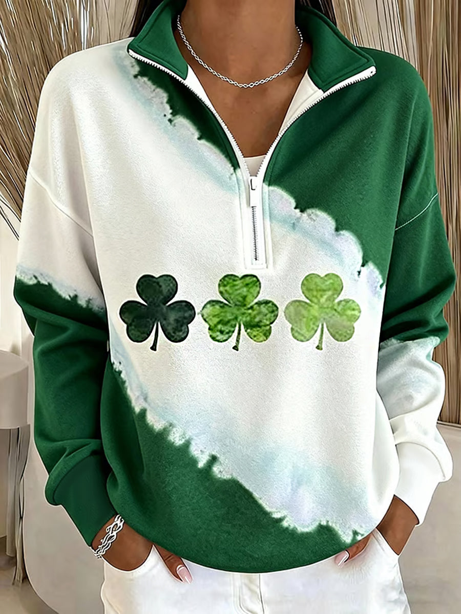 Women's St. Patrick's Day Shamrock Print Casual Sweatshirt