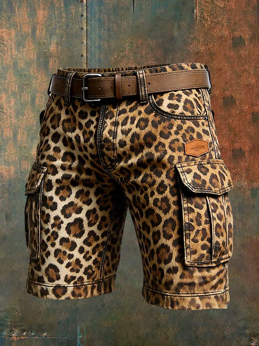 Men's Retro Vacation Business Art Print Casual Shorts