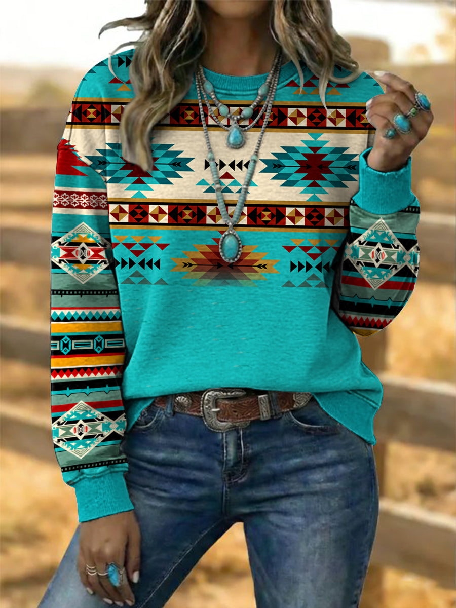 Women's Vintage Western Aztec Art Sweatshirt