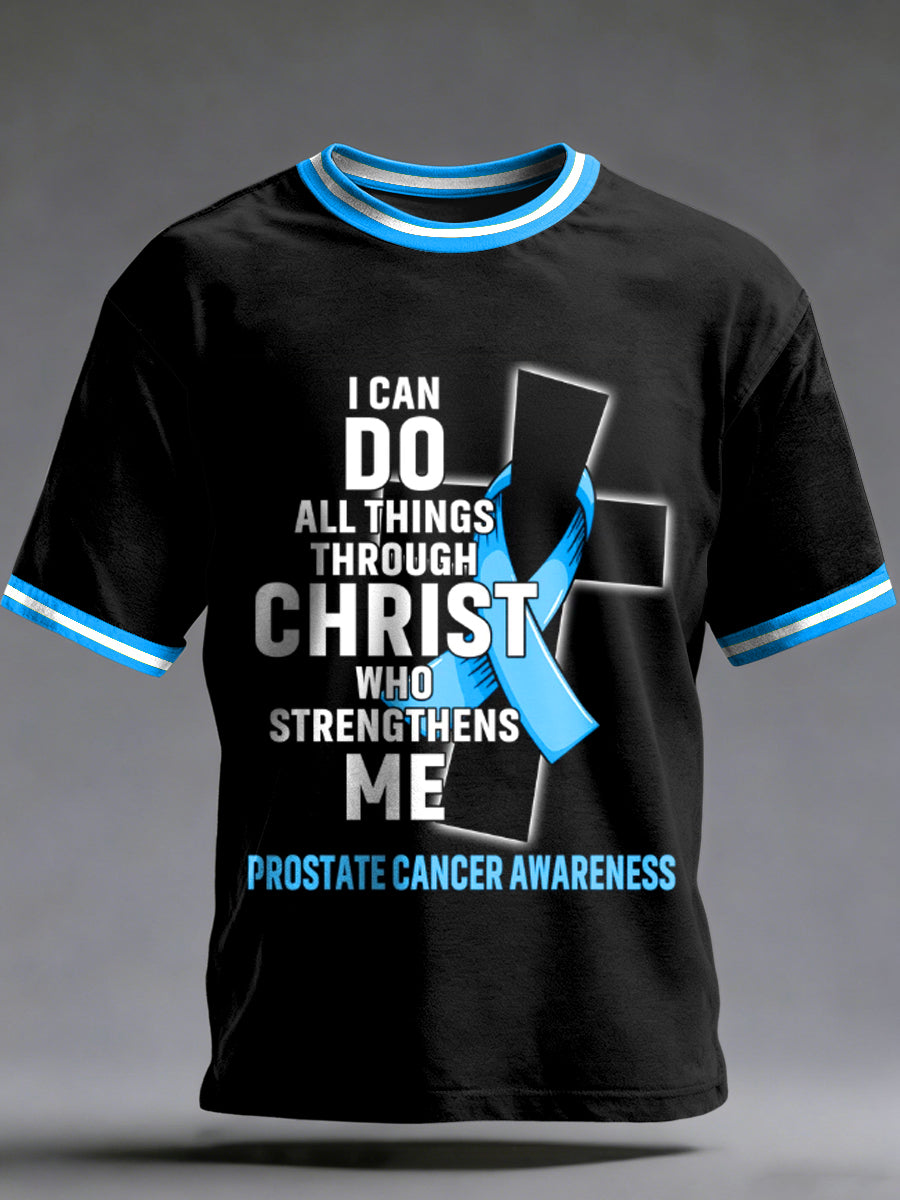 Men's Prostate Cancer Printed Vintage Fashion Loose Short Sleeve T-Shirt