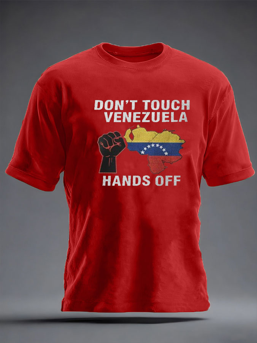 Men's Venezuela Print imitation cotton short-sleeved T-shirt