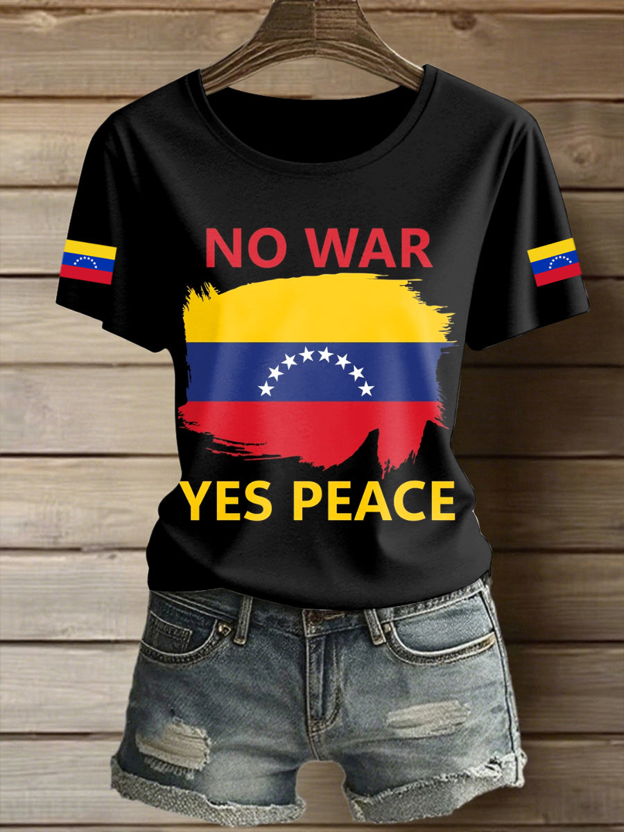 Women's Peace Venezuela Printed Vintage Fashion Loose Short Sleeve T-Shirt
