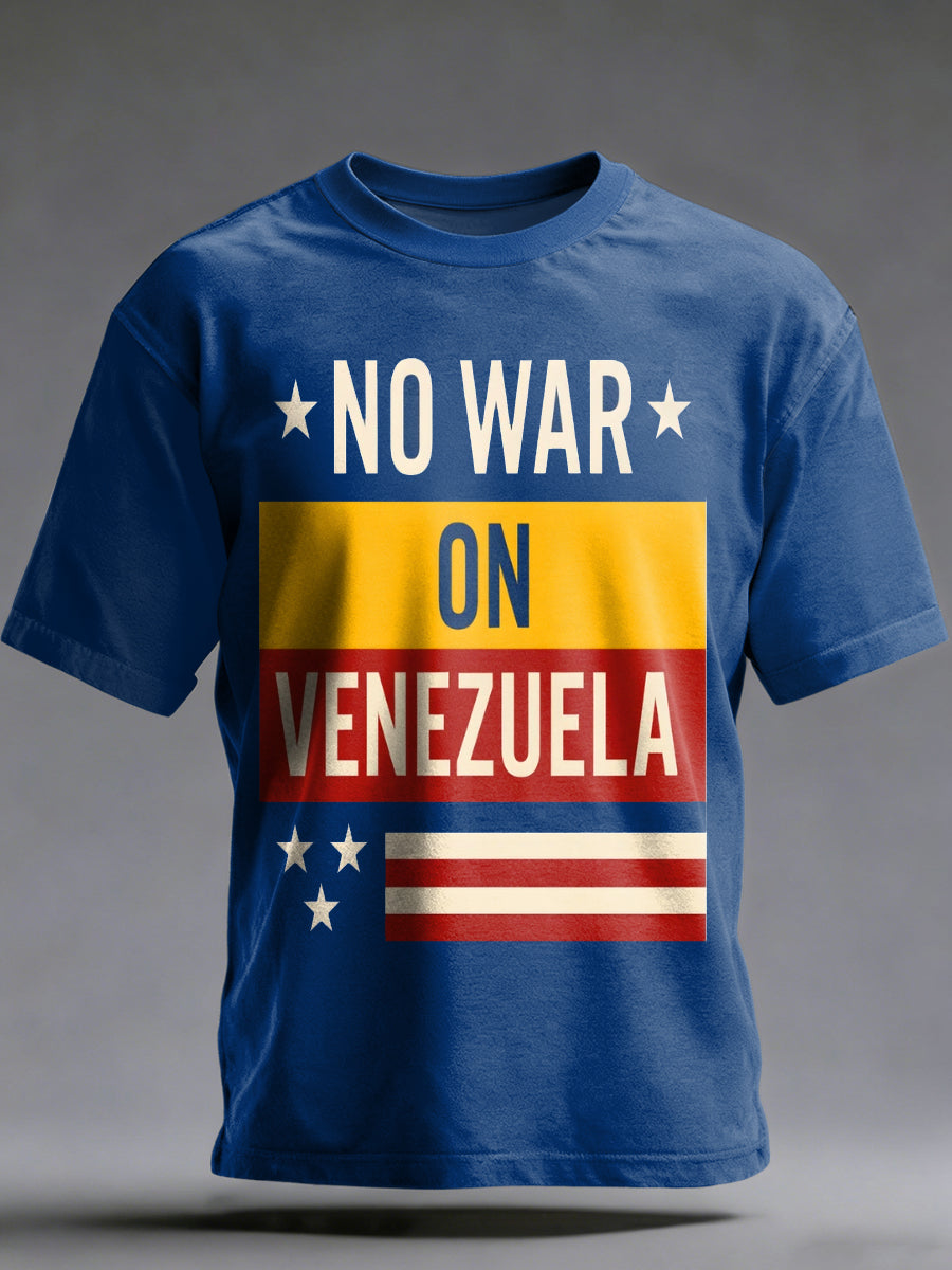 Men's Peace Venezuela Printed Vintage Fashion Loose Short Sleeve T-Shirt