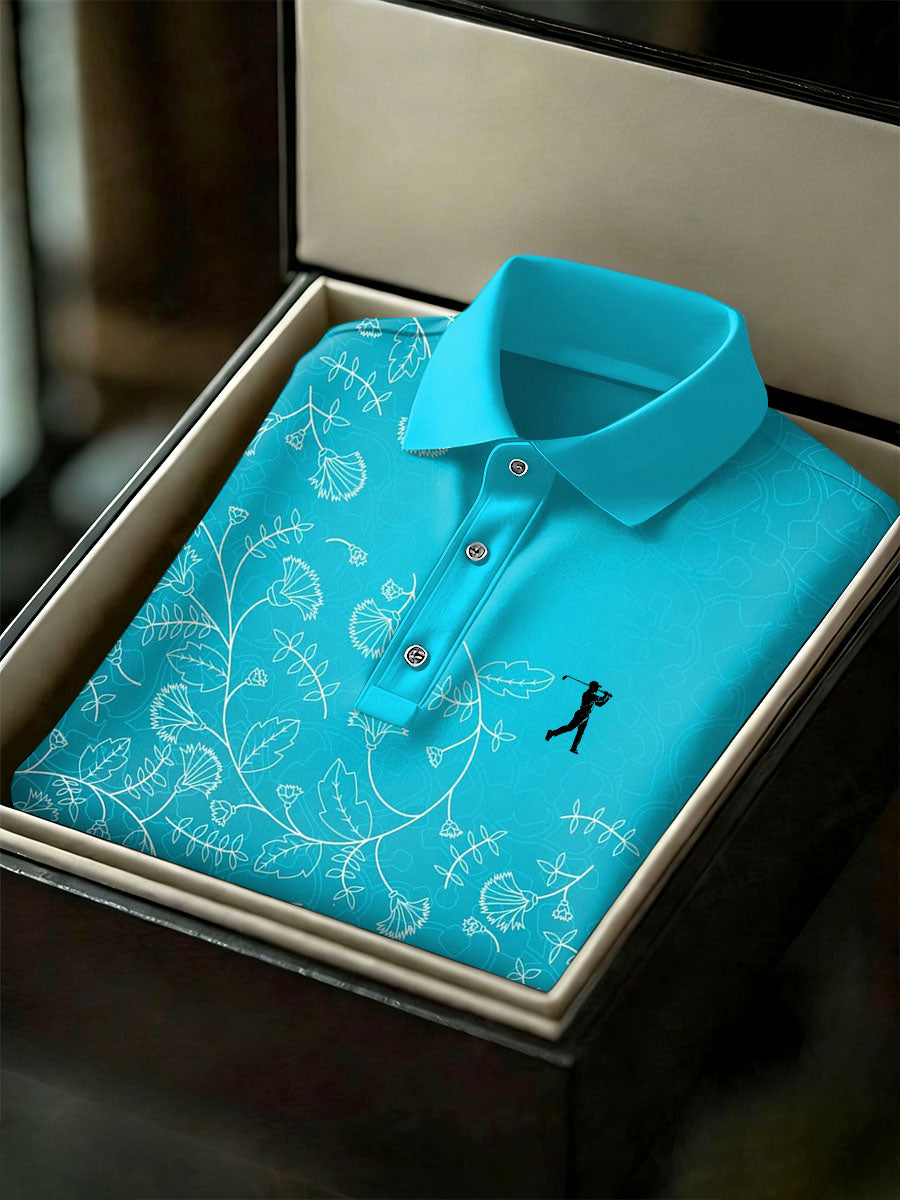 Men's Vintage Business Style Printed Casual Polo Shirt