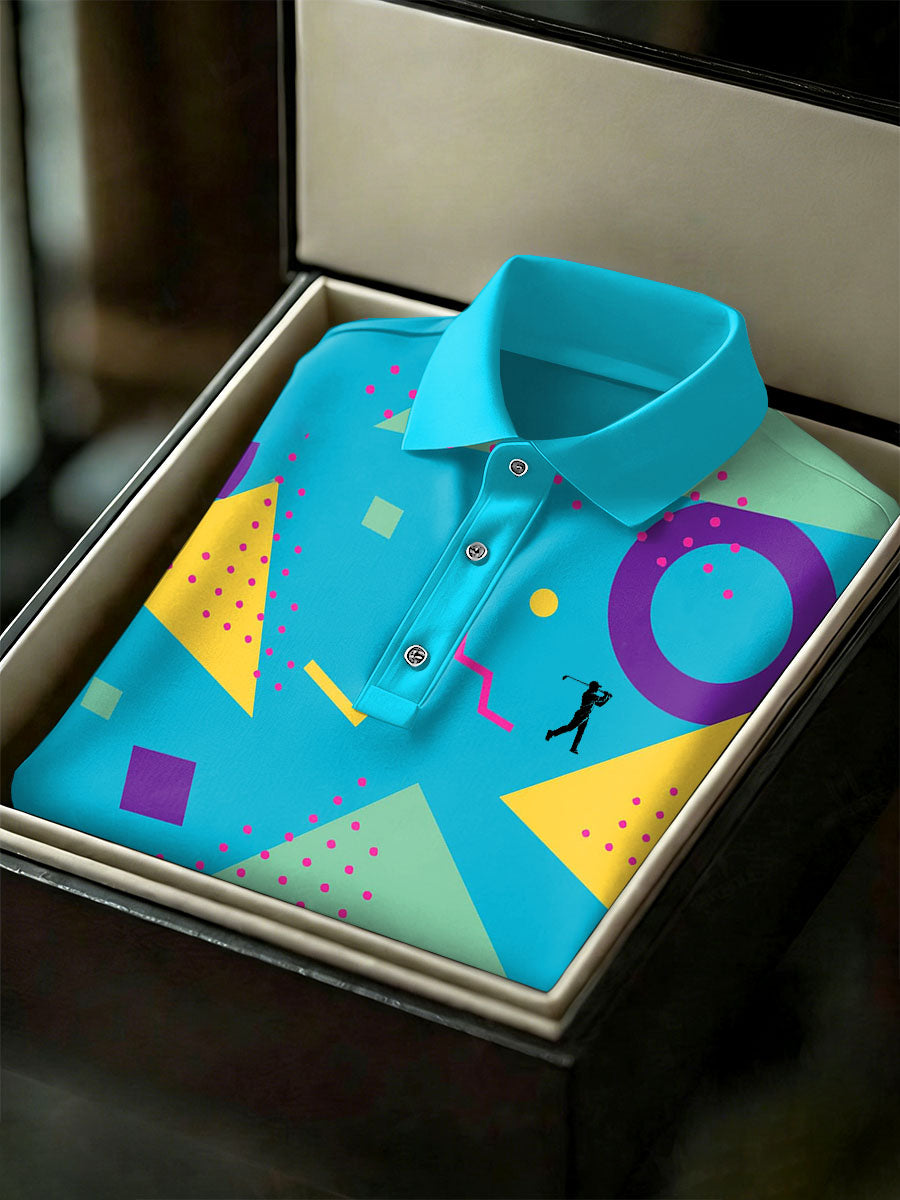 Men's Vintage Business Style Printed Casual Polo Shirt