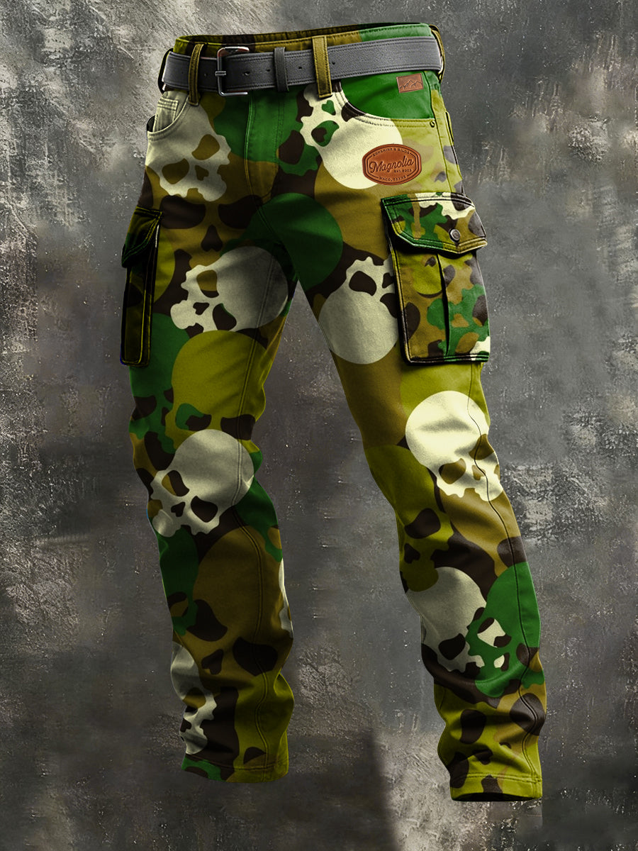 Men's Business-Style Skull Print Retro Art Casual Workwear Trousers