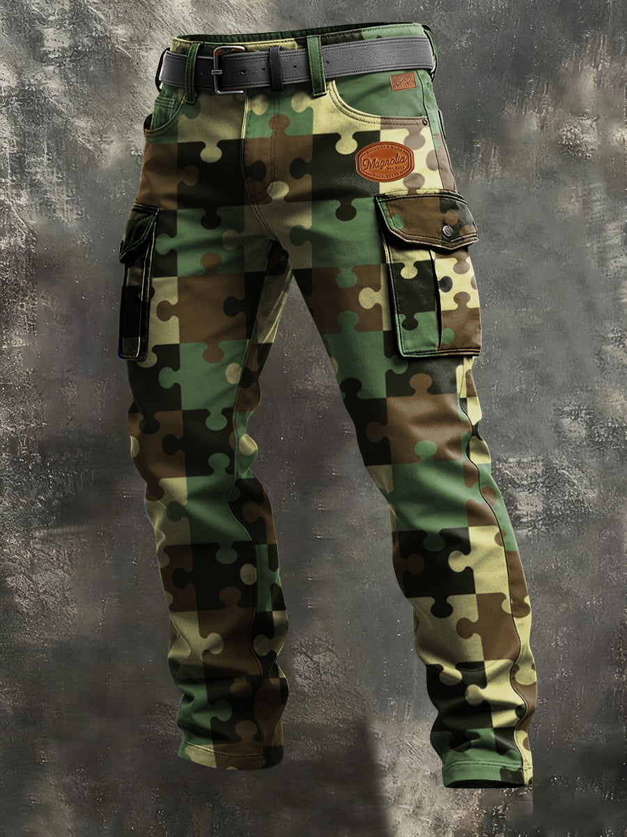 Men's Business-Style Camouflage Print Retro Art Casual Workwear Trousers