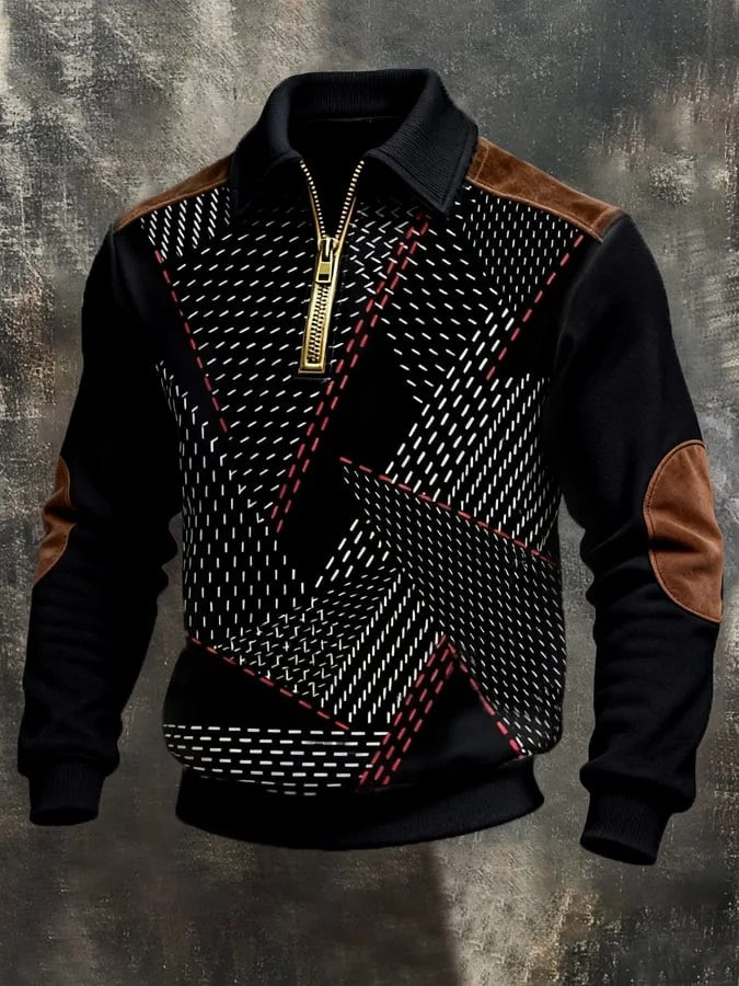 Men's Retro Casual Printed Zipper Sweatshirt