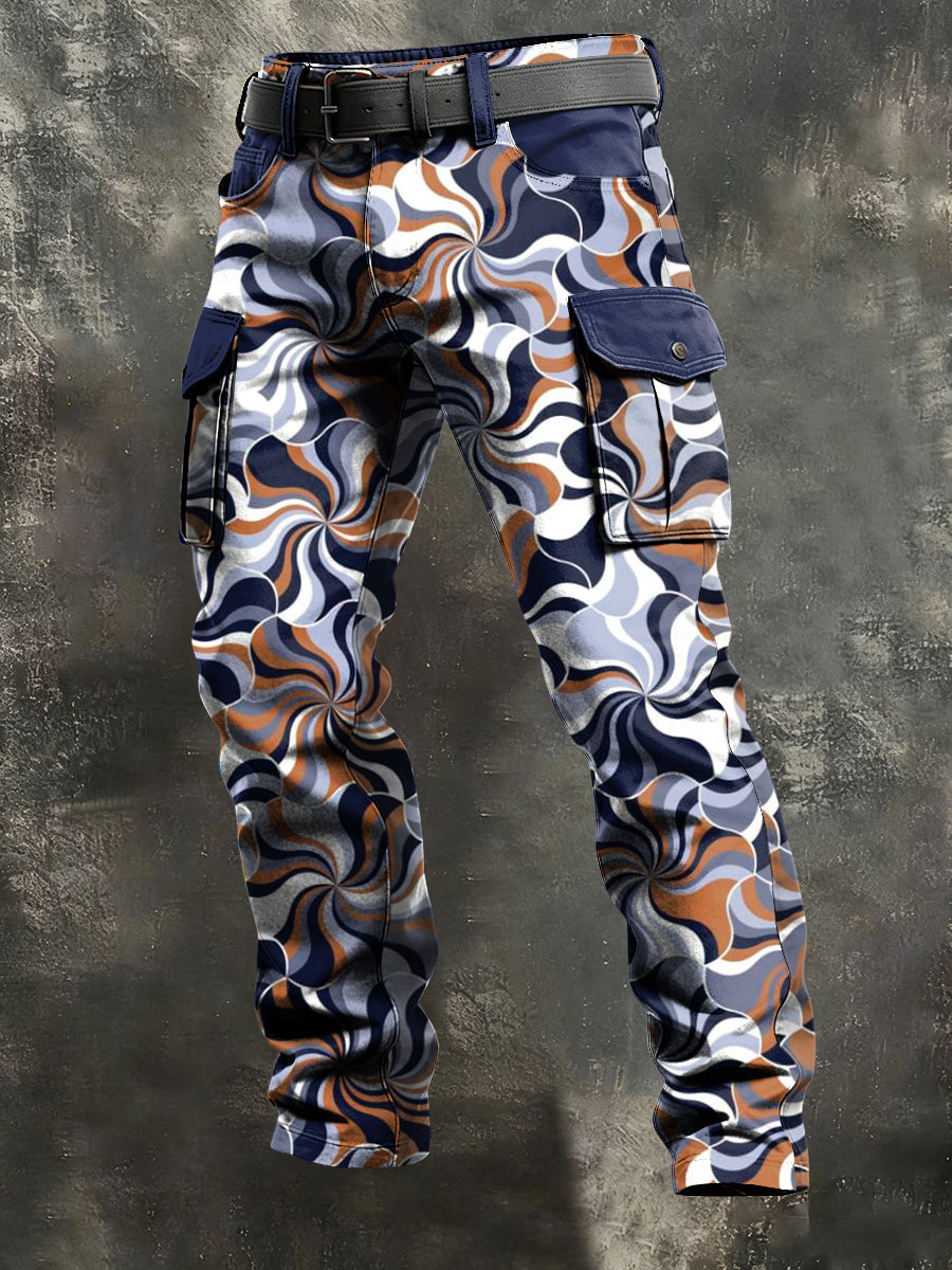 Men's Retro Vacation Business Art Print Casual Workwear Trousers