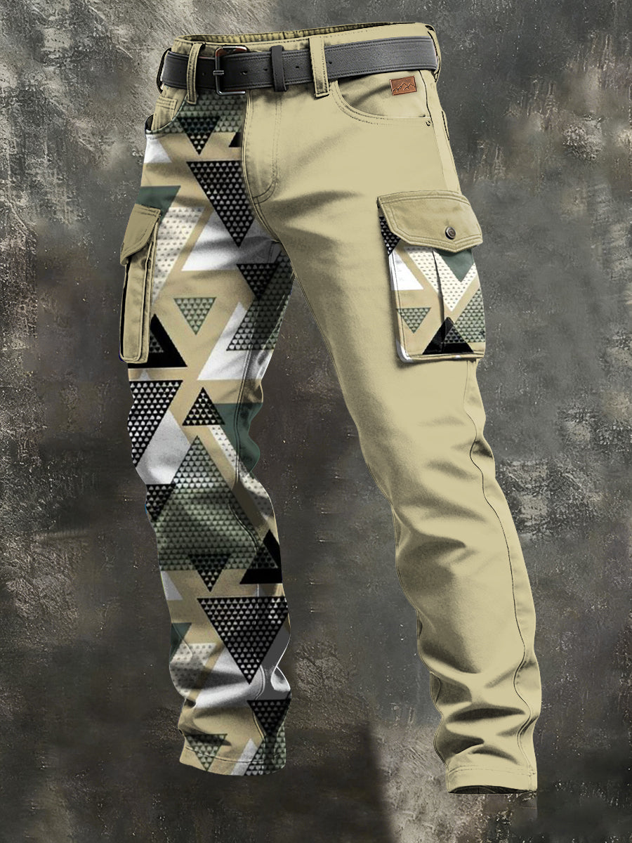 Men's Retro Vacation Business Art Print Casual Workwear Trousers
