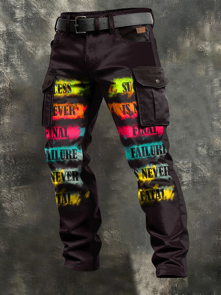 Men's Retro Vacation Business Art Print Casual Workwear Trousers