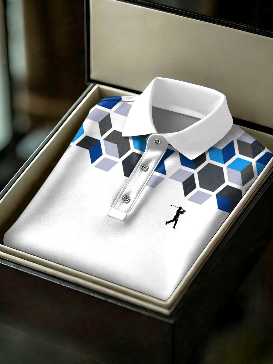 Men's Vintage Business Style Printed Casual Polo Shirt