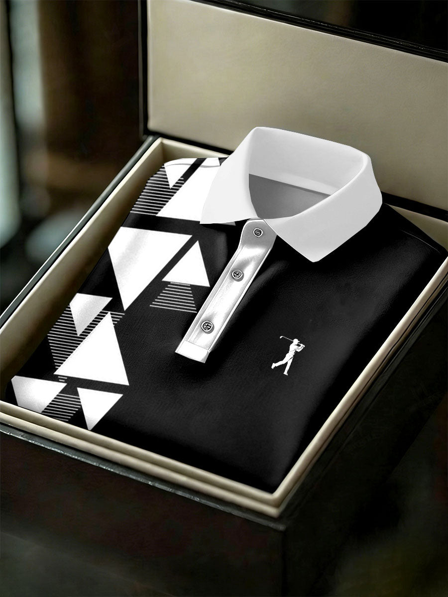 Men's Vintage Business Style Printed Casual Polo Shirt