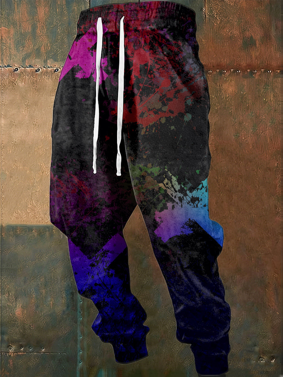 Men's Vibrant Multicolor Abstract Splatter Sweatpants