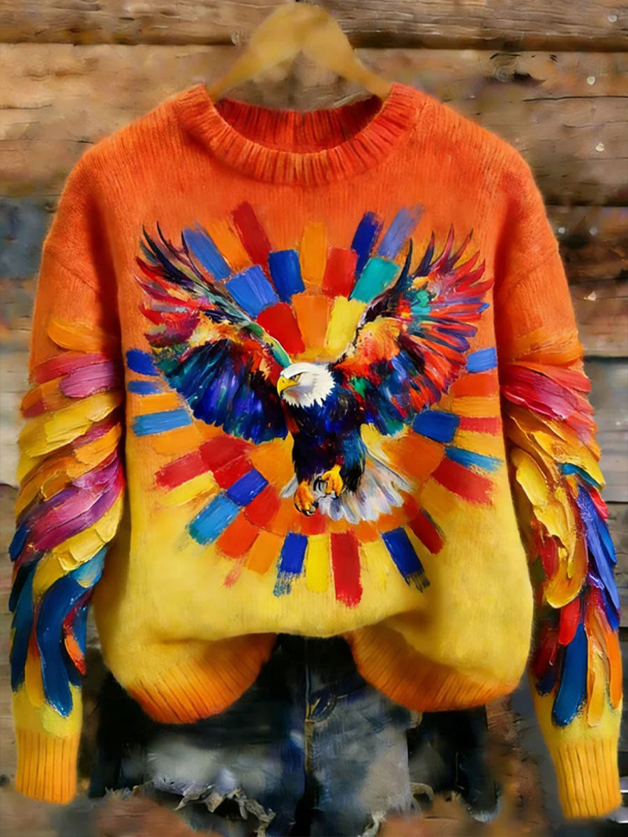 Women's Eagle Print Casual Sweatshirt