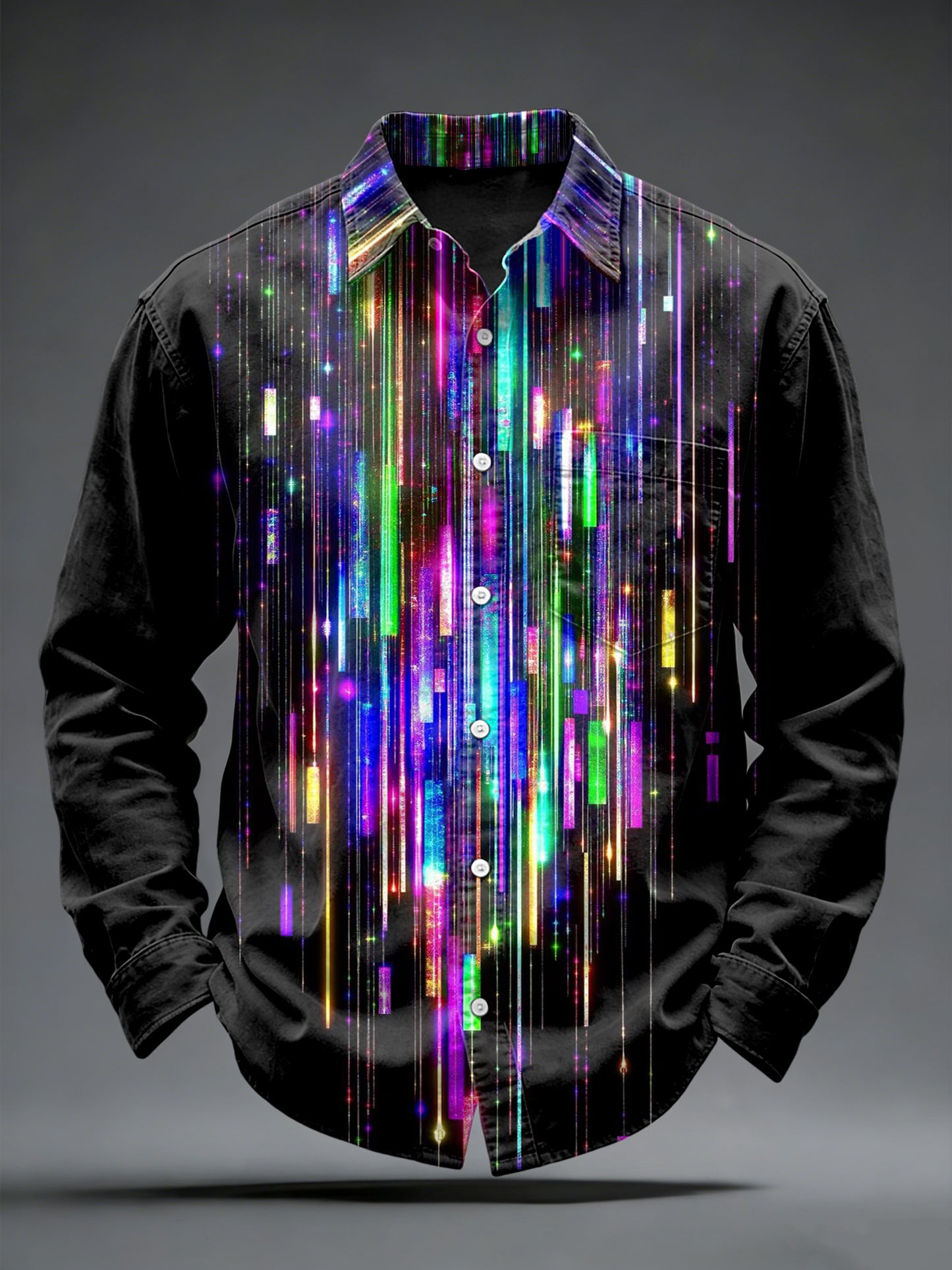 Men's Cyber Graffiti Print Black Shirt