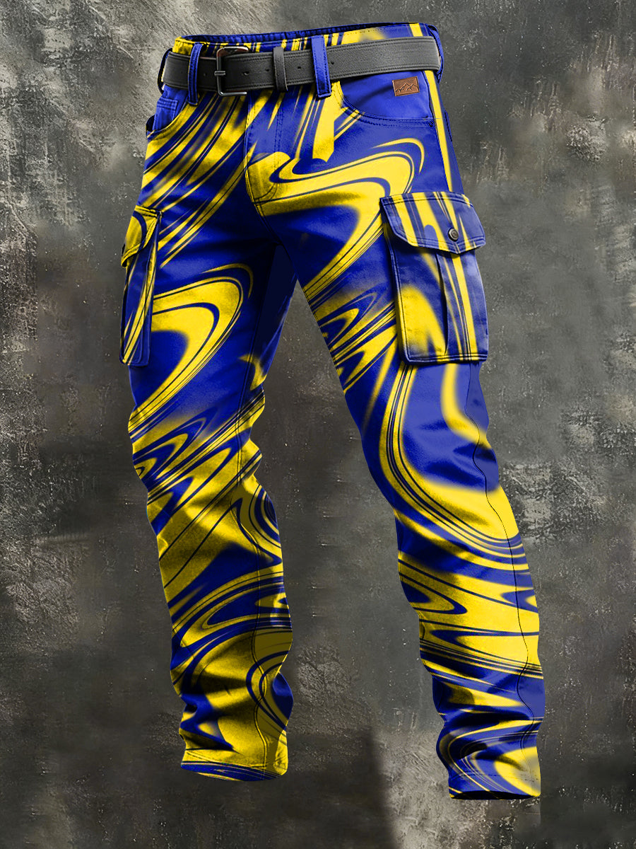 Men's Retro Vacation Business Art Print Casual Workwear Trousers