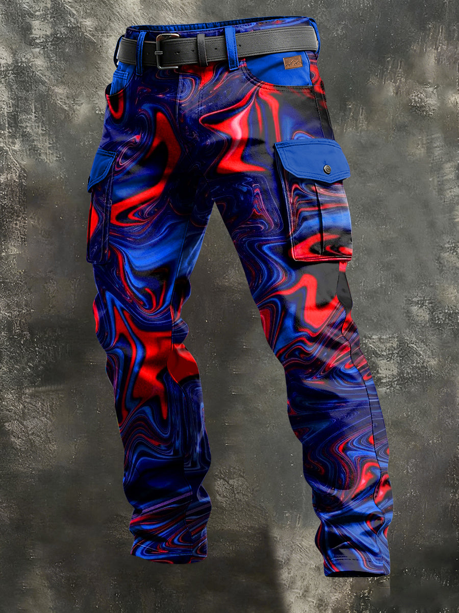 Men's Retro Vacation Business Art Print Casual Workwear Trousers