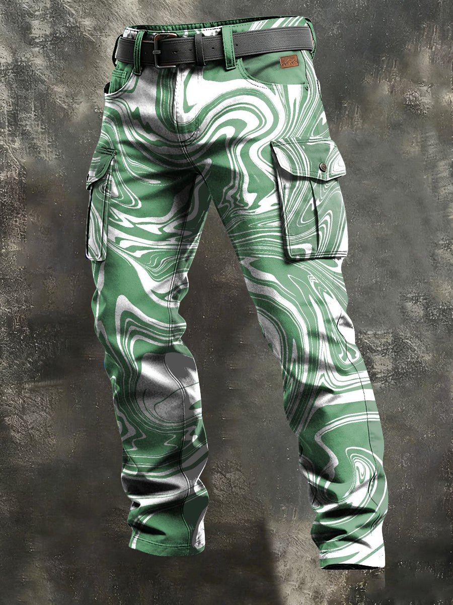 Men's Retro Vacation Business Art Print Casual Workwear Trousers