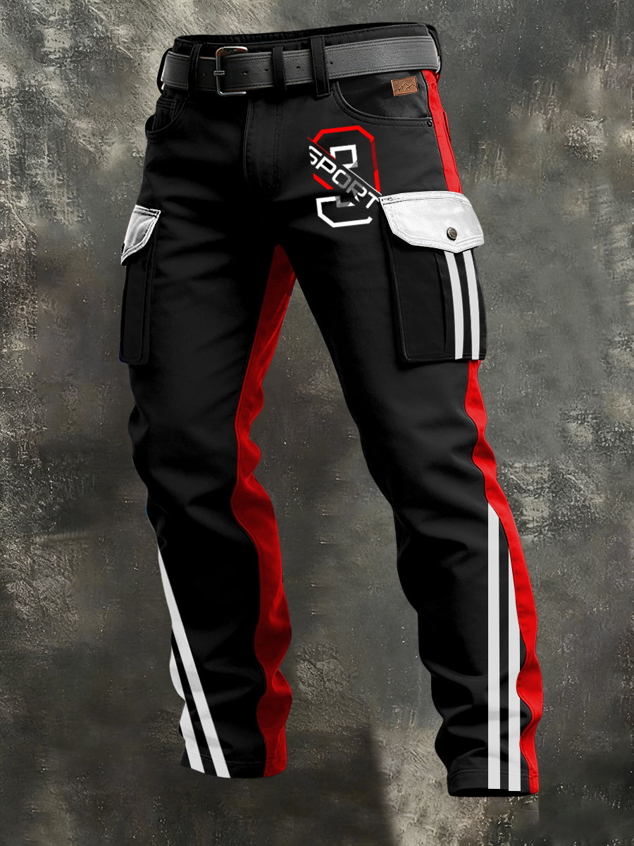 Men's Retro Vacation Business Art Print Casual Workwear Trousers